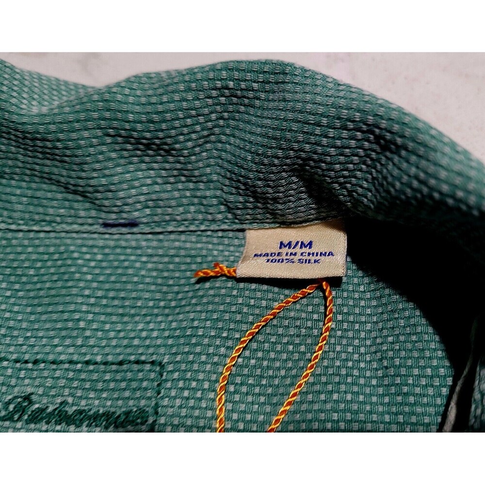 Tommy Bahama Relax 100% Silk Mint Green Hibiscus Floral Hawaiian Tropical M NWOT - Picture 9 of 16